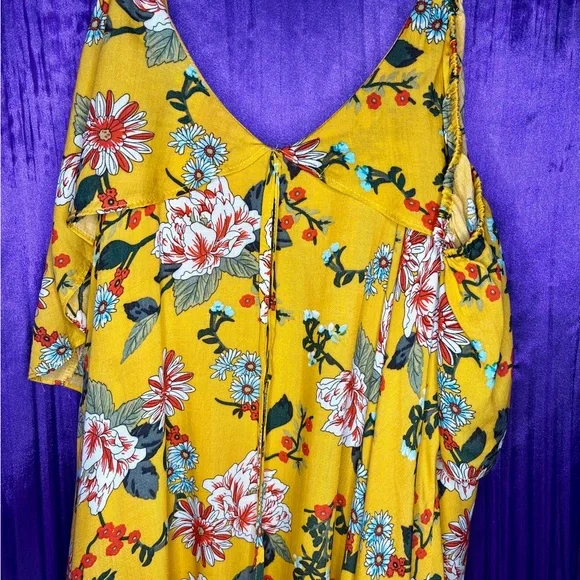 NWT GiGi JAPNA L XL RAYON LIGHTWEIGHT DRESS STRAPS with COLD SHOULDERS MUSTARD - Picture 9 of 13